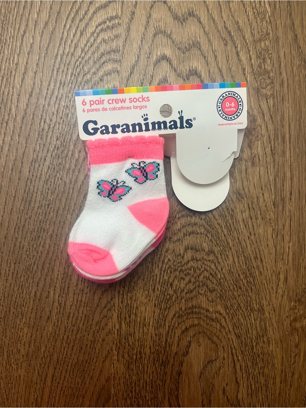 Garanimals White & Pink Baby Crew Socks with Butterfly Motif